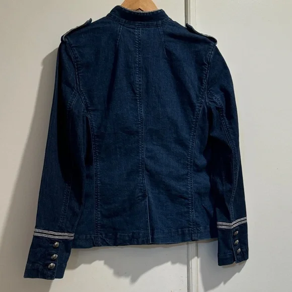 LAUREN RALPH LAUREN Sz8 MILITARY-INSPIRED OFFICER STRETCH DENIM JACKET - Picture 6 of 13